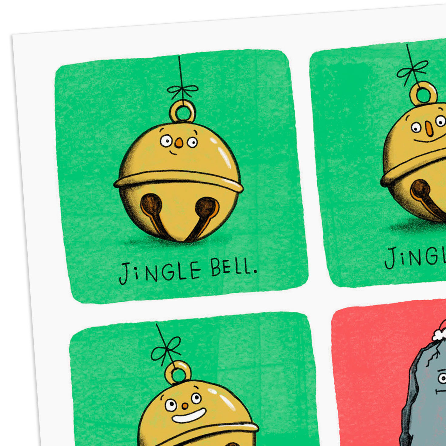 Cartoon Jingle Bells and Rock Funny Christmas Card Card Front Detail image number 4
