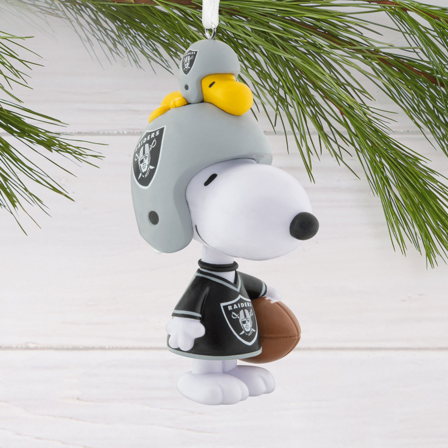 Snoopy Las Vegas Raiders Christmas Ornament hanging on tree image number 2