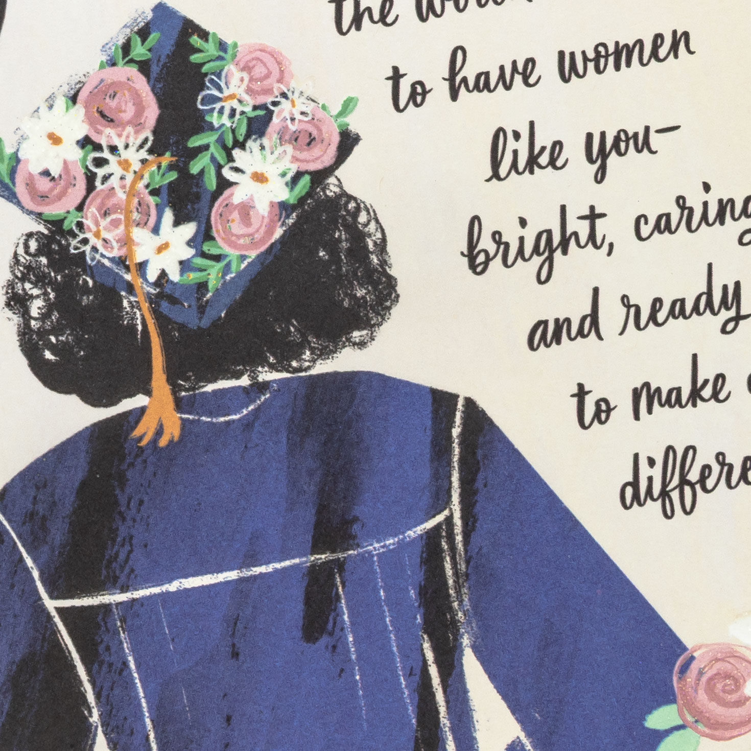 Girl Grad With Flowers Grad Card for Granddaughter Card Front Detail image number 4