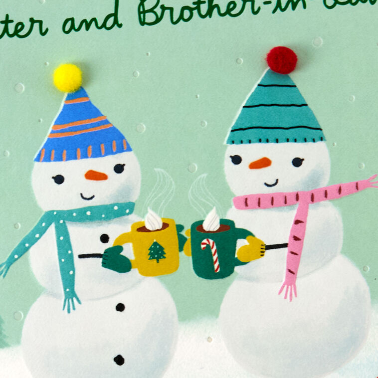 Snowmen Christmas Card for Sister and Brother-in-Law Card Front Detail image number 6