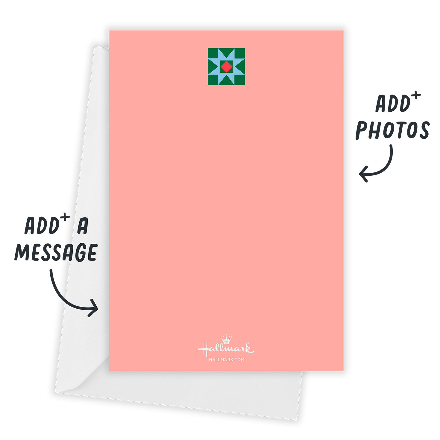 Nordic Patterns Personalized Christmas Photo Card Open Card with Envelope indicating personalization image number 3