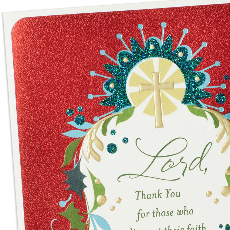 Cross and Flowers Clergy Appreciation Christmas Card Card Front Detail image number 5