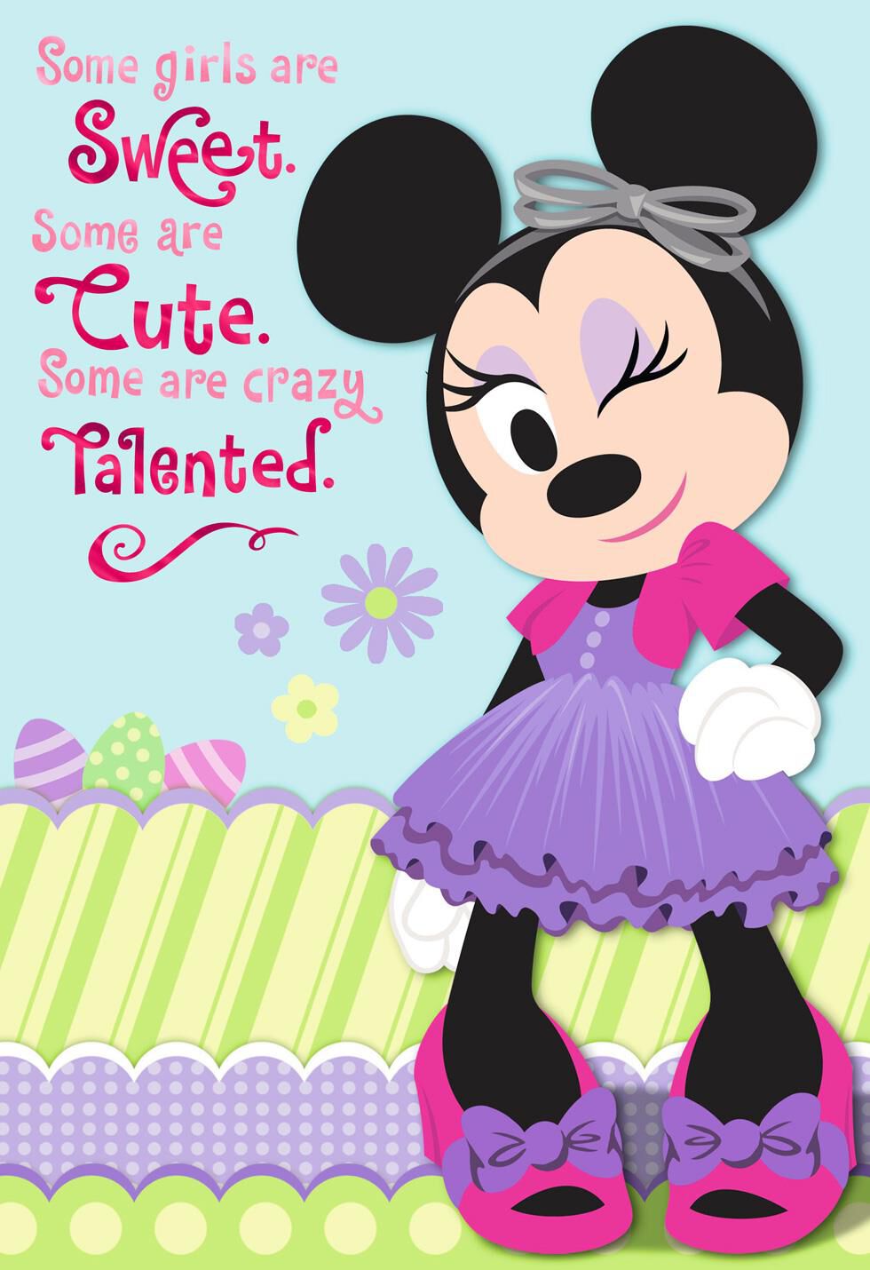 Minnie Mouse Spiffy Easter Card for Girls