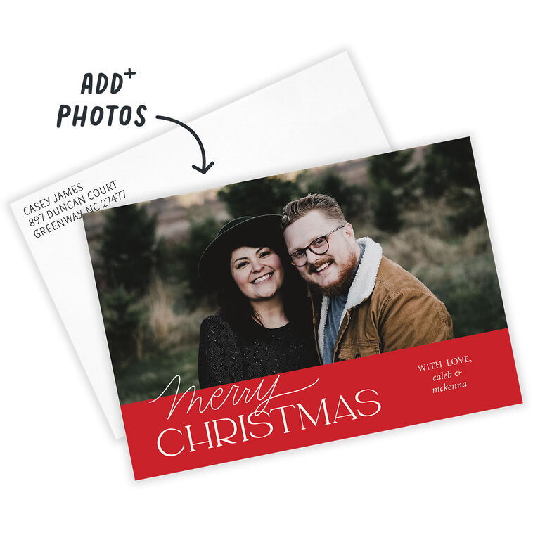 Classic Lettering on Red Flat Christmas Photo Card, , large image number 3