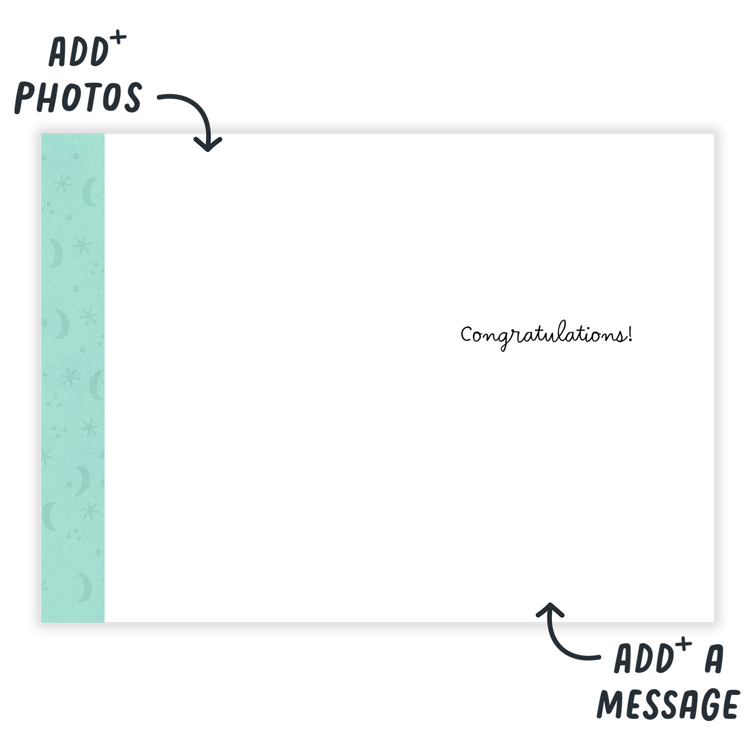 Personalized Moon and Stars on Teal New Baby Card  image number 3