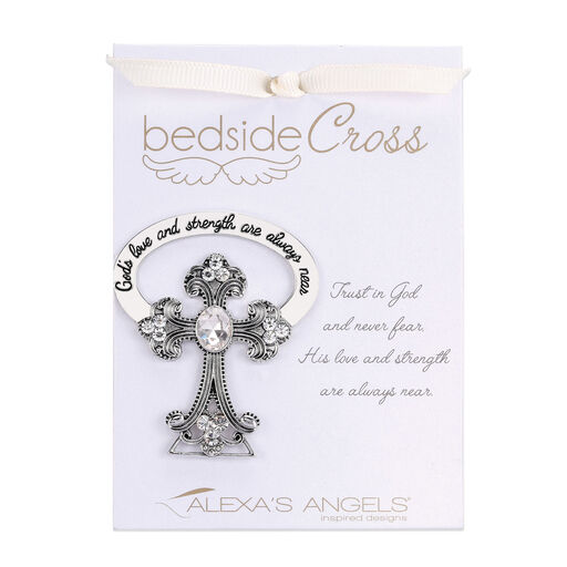 Bedside Cross With 13 Crystals Figurine, 2.5", 