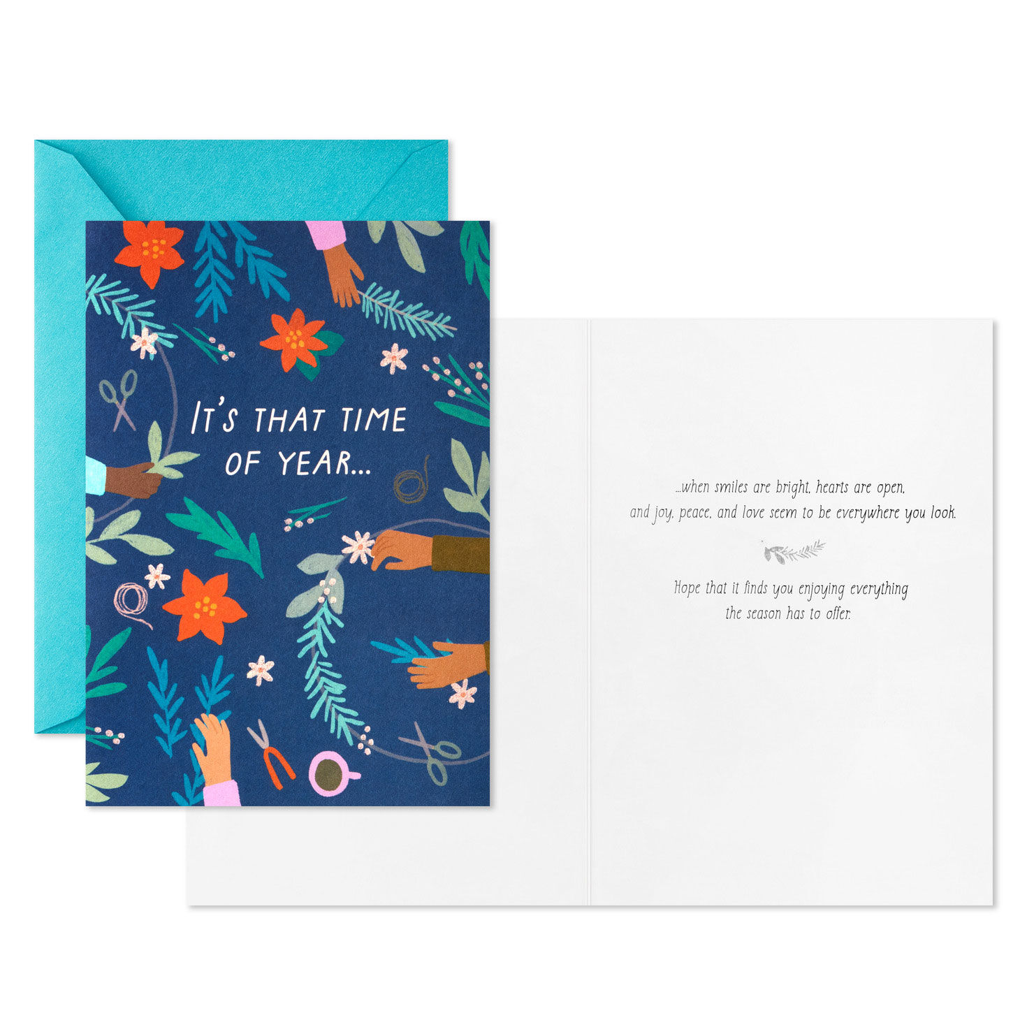 Garlands on Blue Boxed Christmas Cards, Pack of 16, , large image number 3