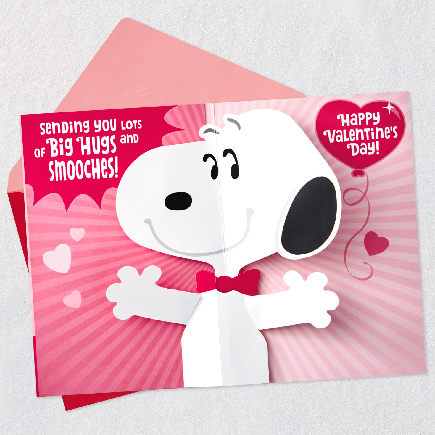 Snoopy and Woodstock Funny Pop-Up Valentine's Day Card Open card with envelope image number 2