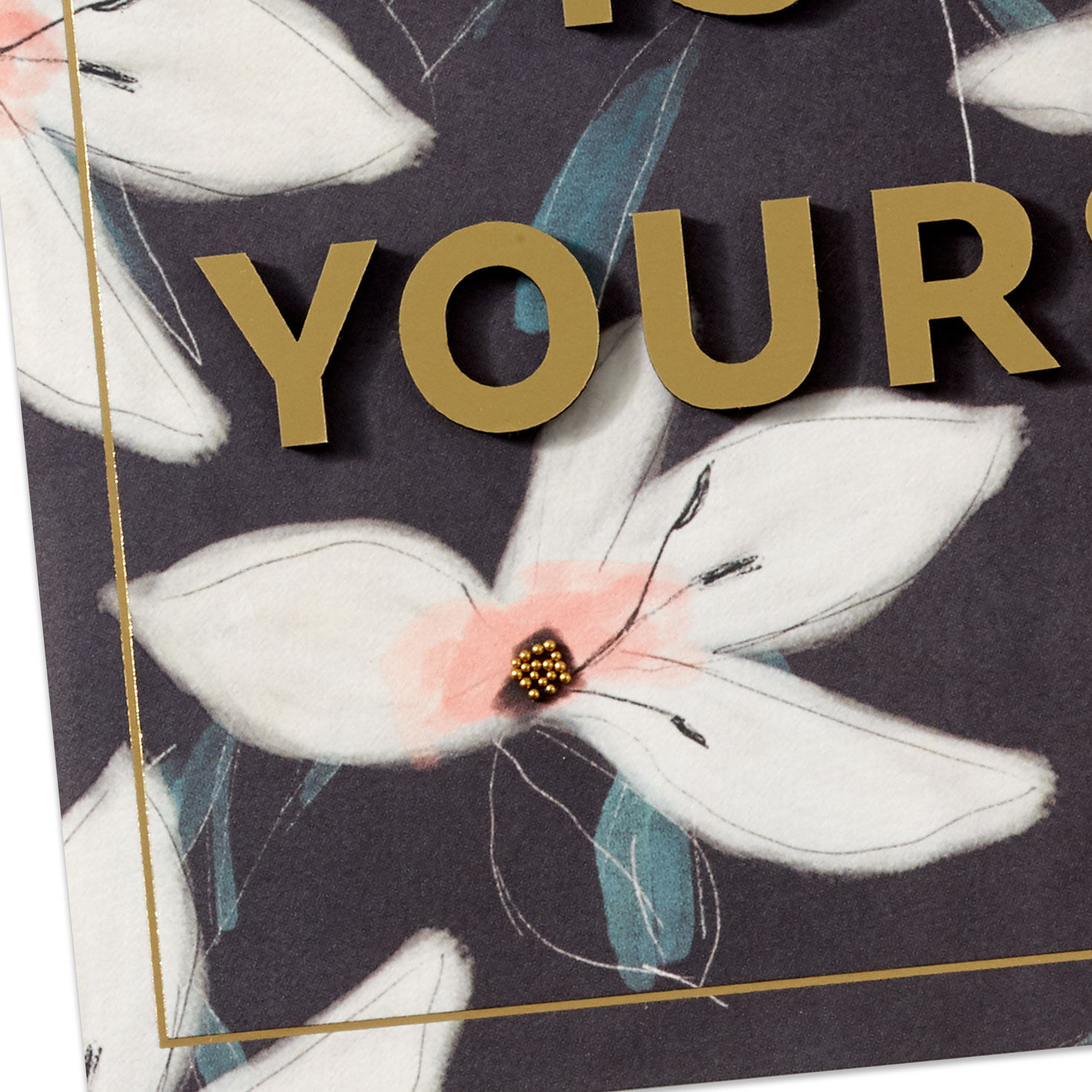 White Flowers on Black Birthday Card Card Front Detail image number 4