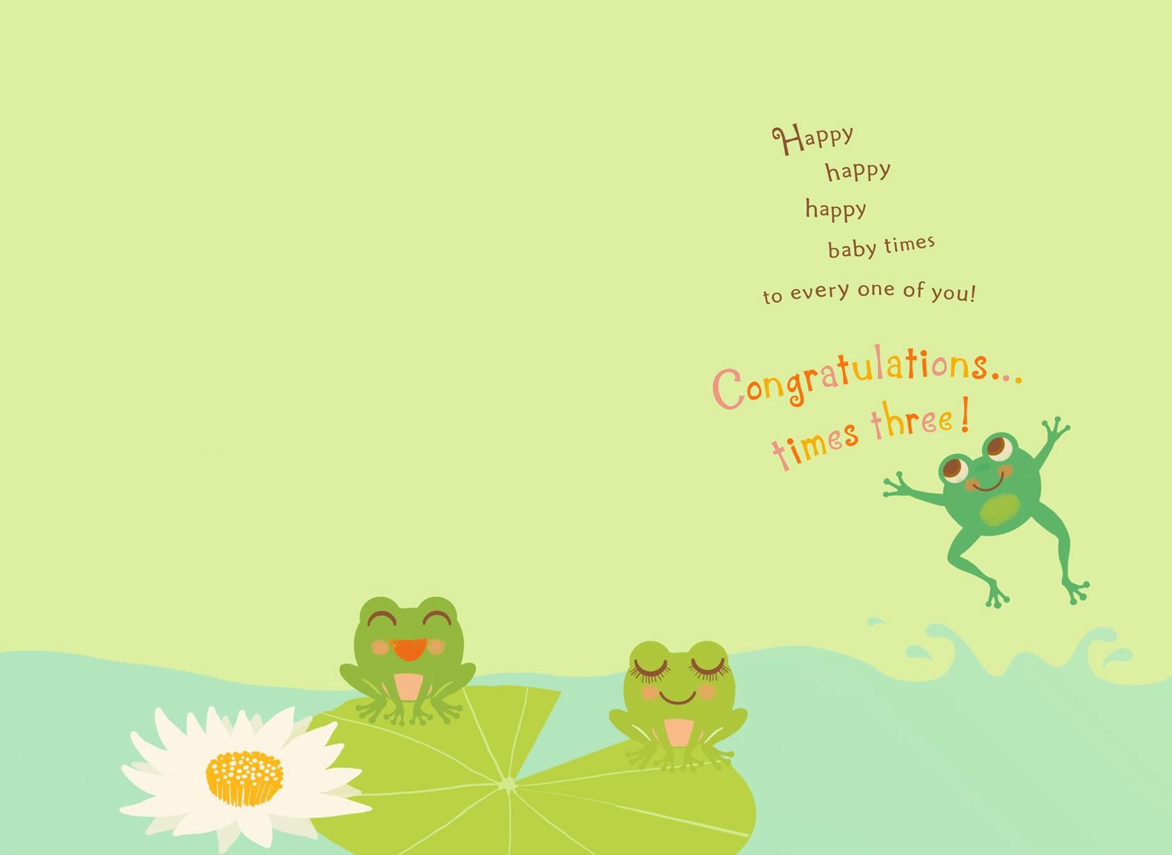 Jumping Frogs New Baby Triplets Card