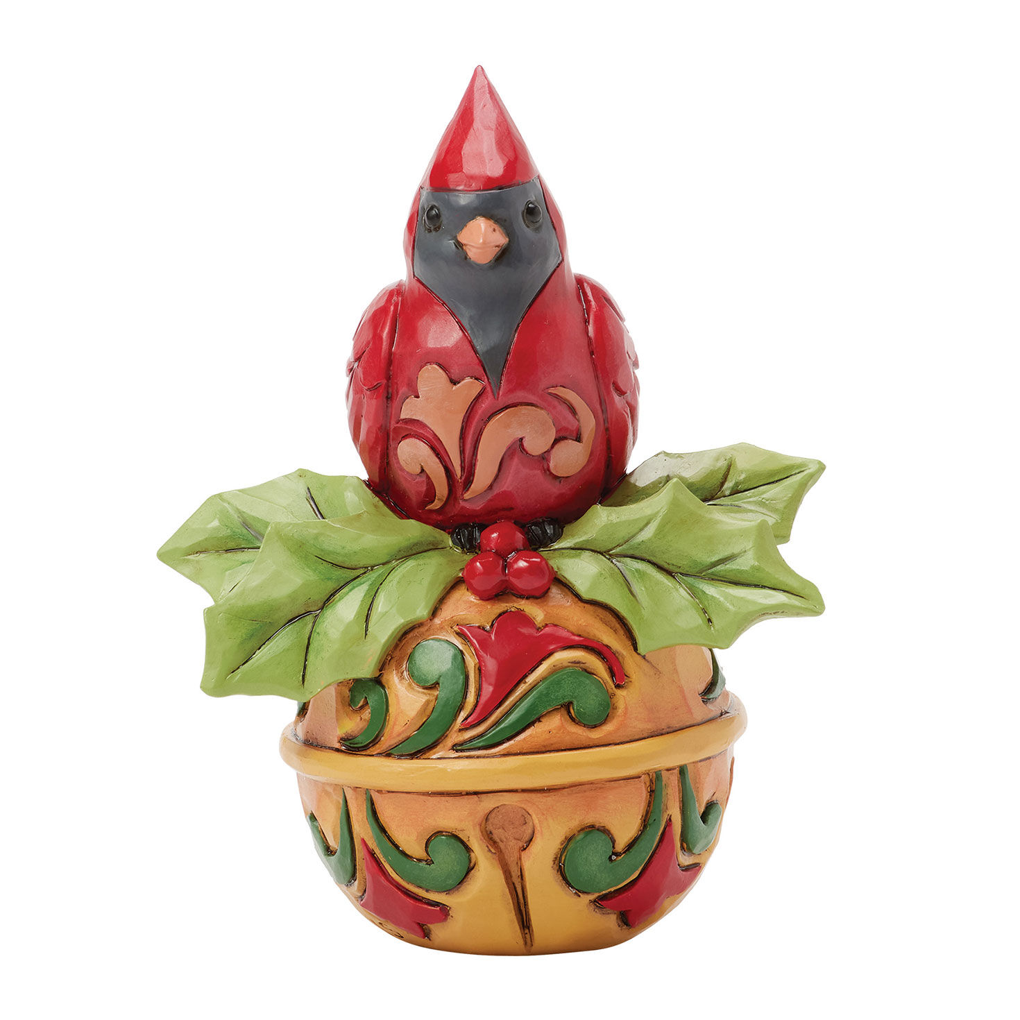 Jim Shore Heartwood Creek Cardinal on Jingle Bell Mini Figurine, 3.54"