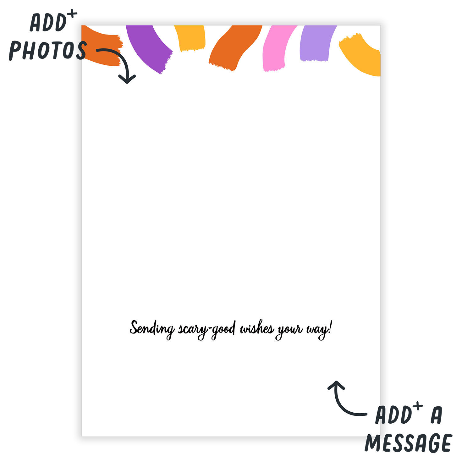 Large Colored Letters Personalized Halloween Card Open Card indicating personalization image number 3