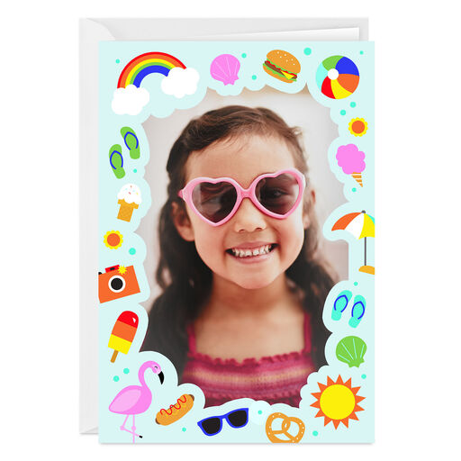 Fun Summer Vacation Icons Folded Photo Card, 
