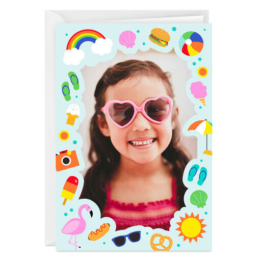 Fun Summer Vacation Icons Folded Photo Card, 