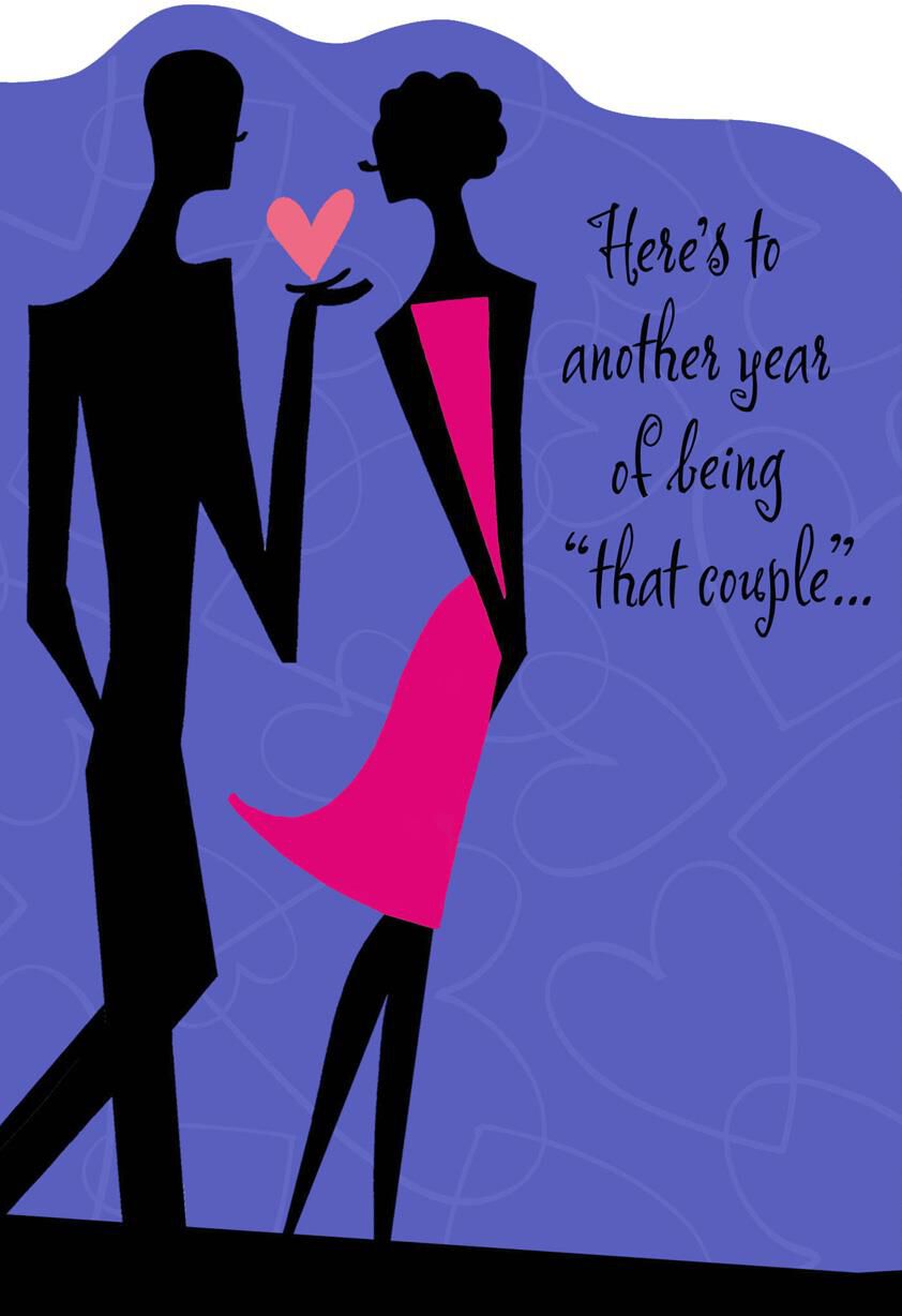 Silhouette of Couple Anniversary Card