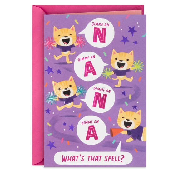 Cat Cheerleaders Birthday Card for Nana