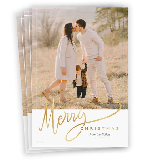 Elegant Merry Flat Christmas Photo Card, 