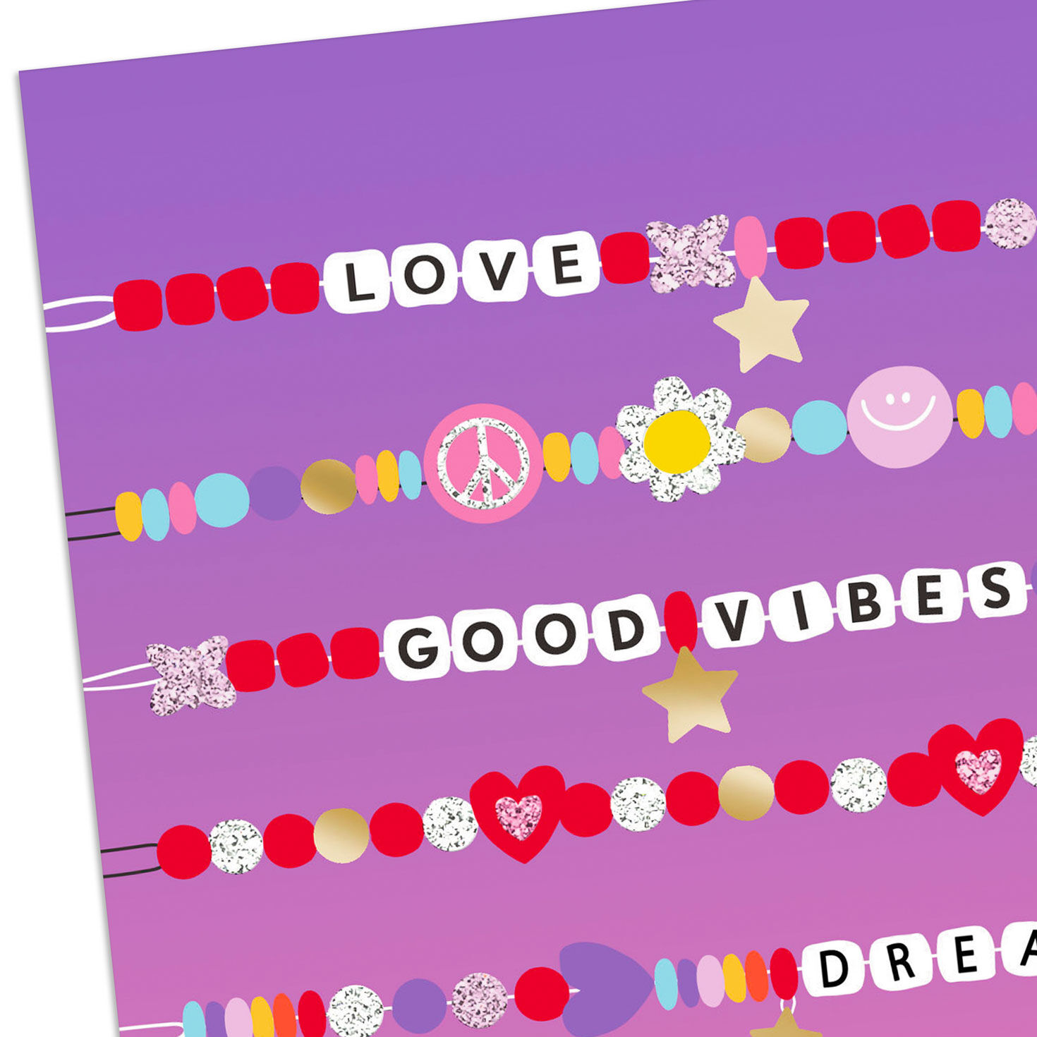Pink and Purple Friendship Bracelets Valentine's Day Card Card Front Detail image number 4