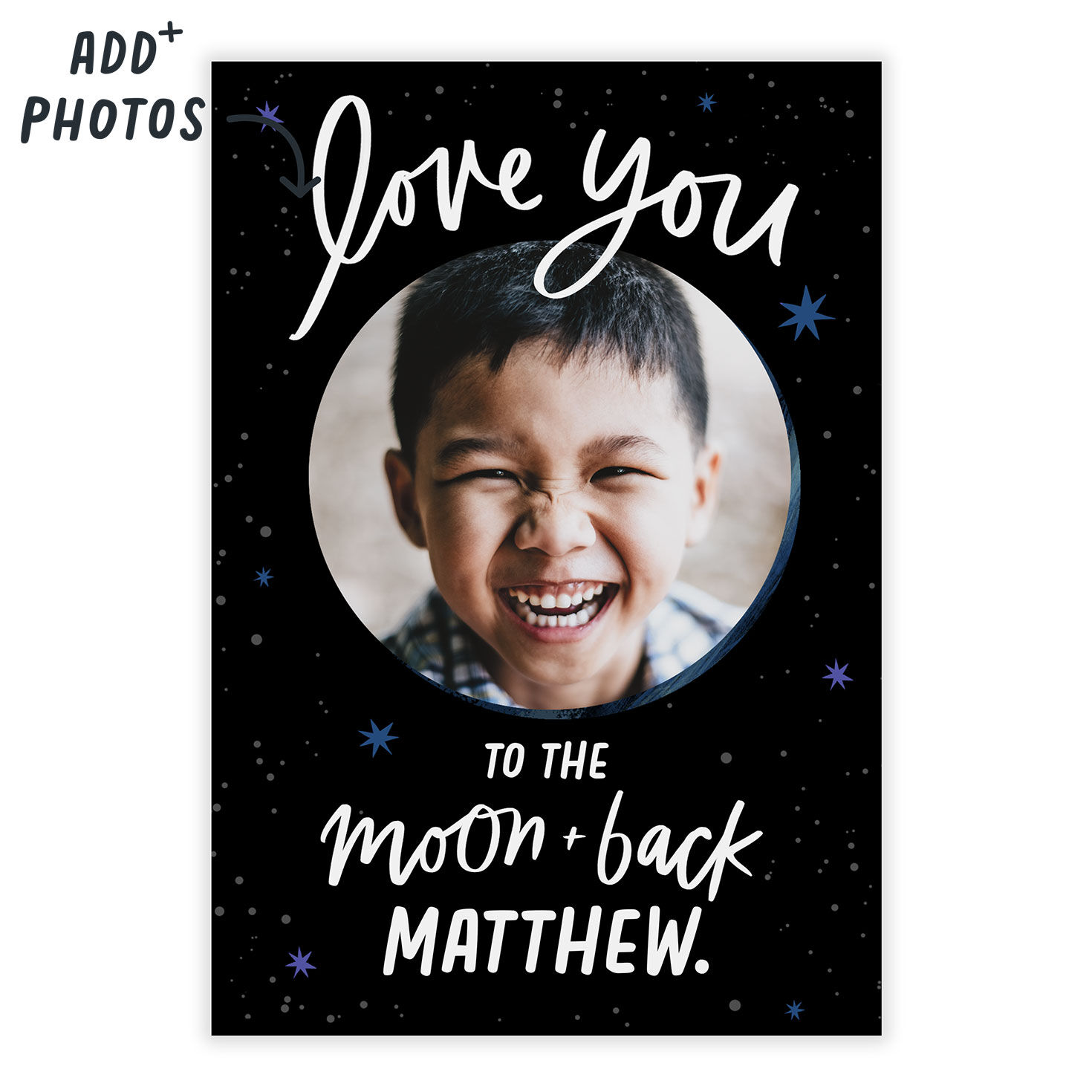 Personalized Moon and Stars Love Photo Card  image number 2