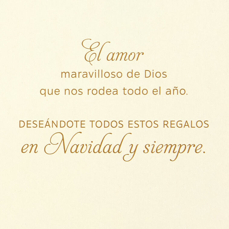 Gold Doves and Stars with Green Leaves Spanish Christmas Card sentiment image number 3