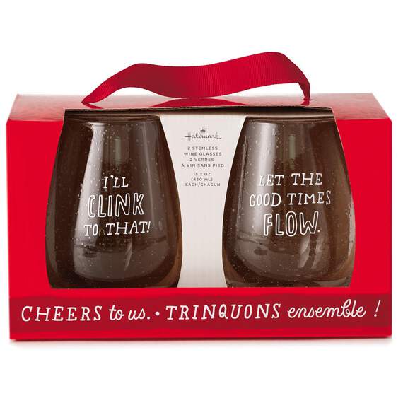 Set of 2 Cheers To Us Stemless Wine Glasses, 15.2 oz, , large image number 3