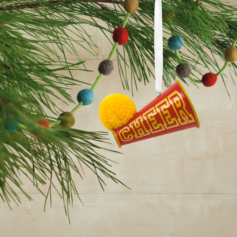 Cheerleading Megaphone Christmas Ornament hanging on tree image number 2