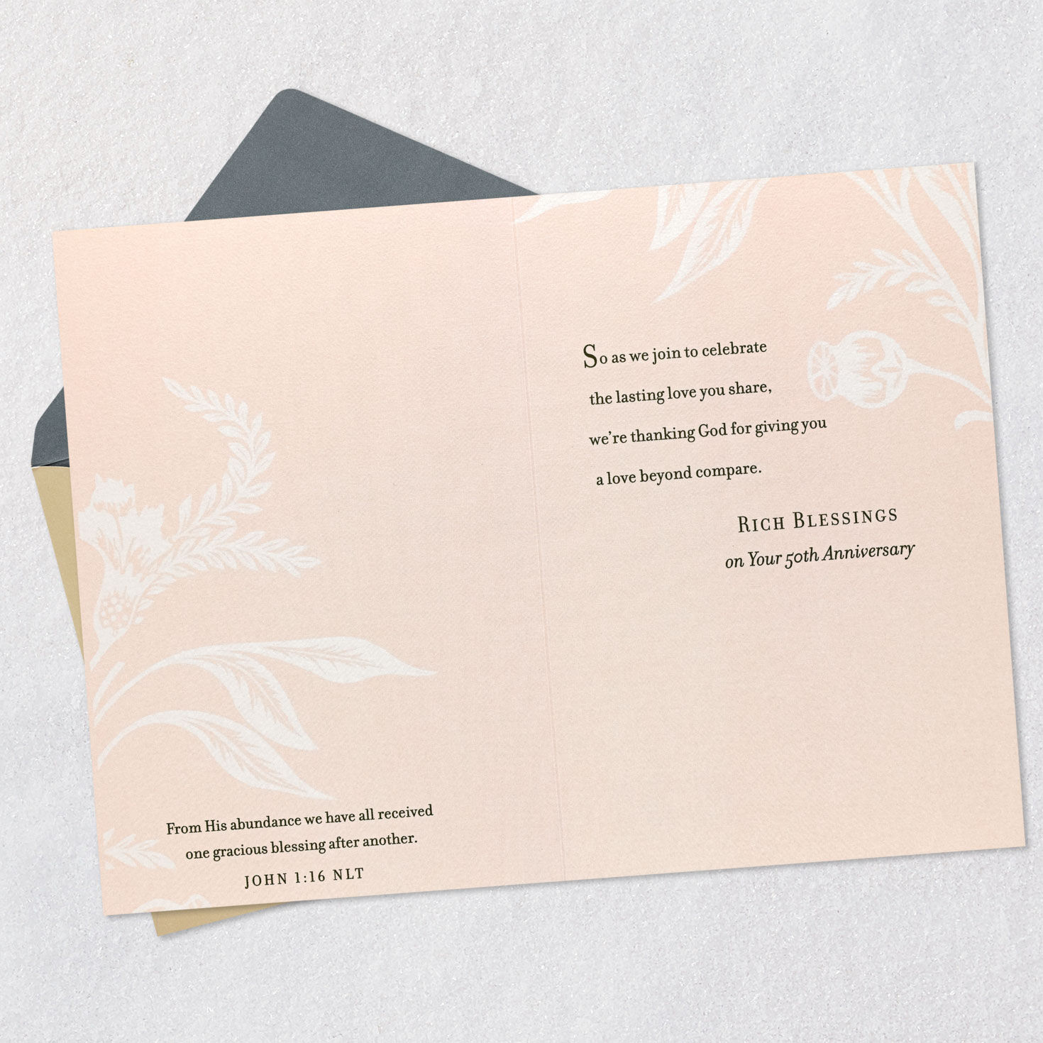 Gold Roses on Peach 50th Anniversary Card  image number 4