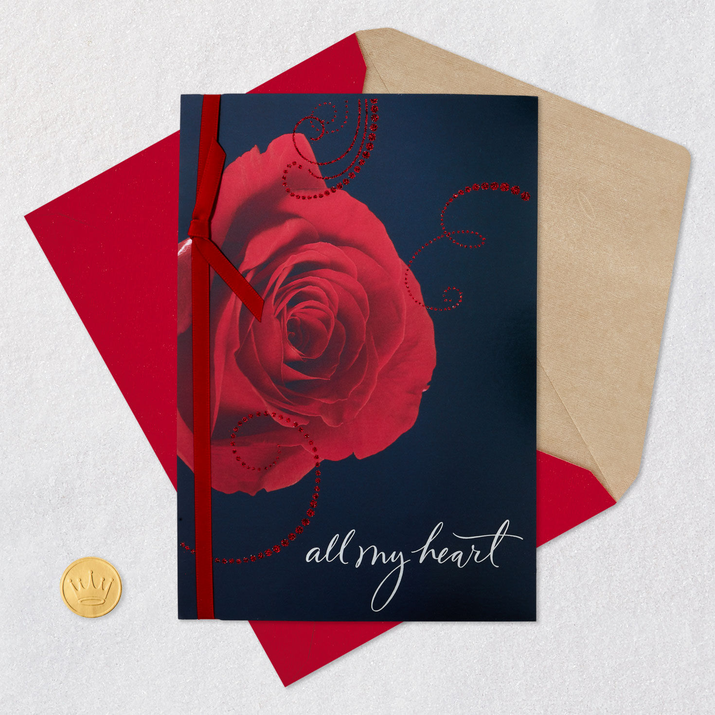 All My Heart Red Rose Valentine's Day Card for Wife Greeting Cards