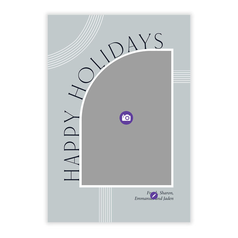 Modern Arch on Blue Flat Holiday Photo Card, , large image number 5