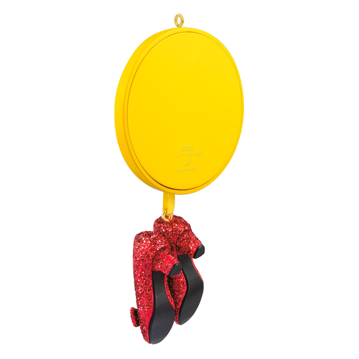 Red Shoes Yellow Brick Circle Keepsake Ornament Back image number 6