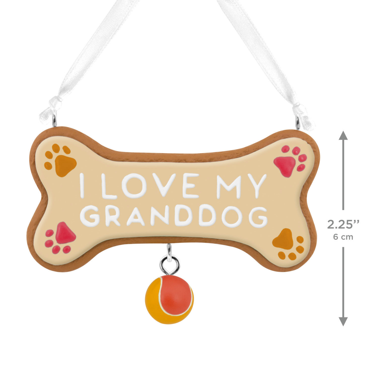 Love My Granddog Bone Christmas Ornament measurement image number 3