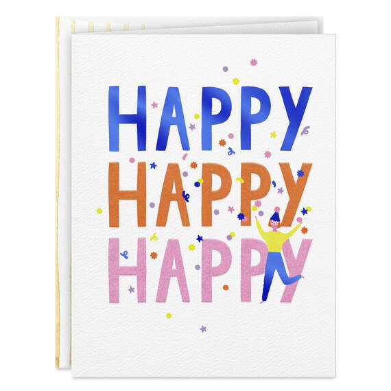 Happy Happy Happy Birthday Card, , large image number 1
