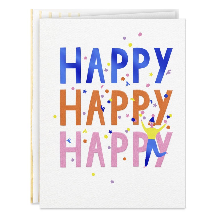 Happy Happy Happy Birthday Card, , large image number 1