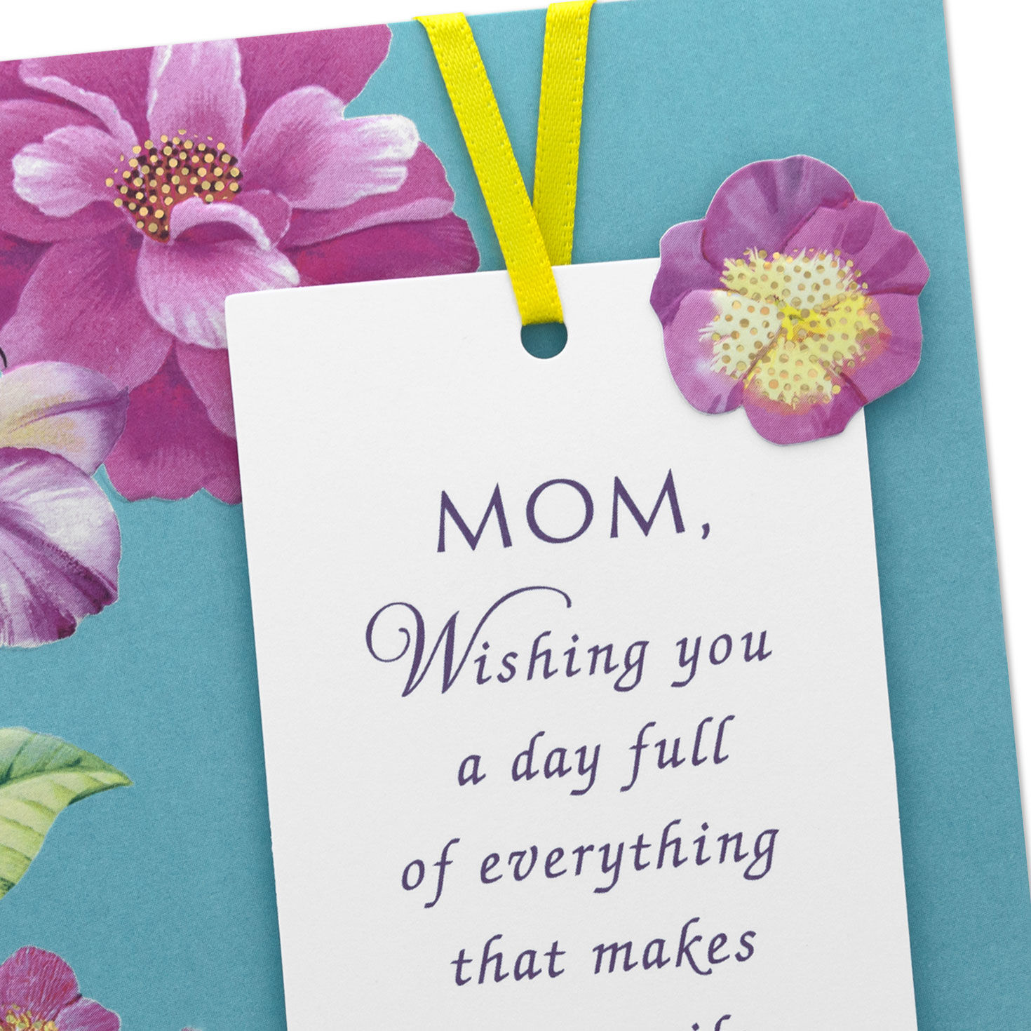 Tropical Flowers on Blue Mom Mother's Day Card card front detail image number 4