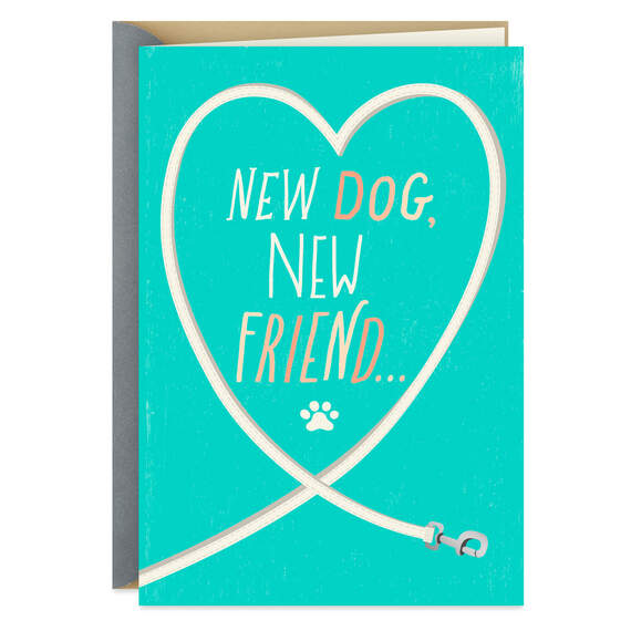Leash Heart New Dog Congratulations Card, , large image number 1