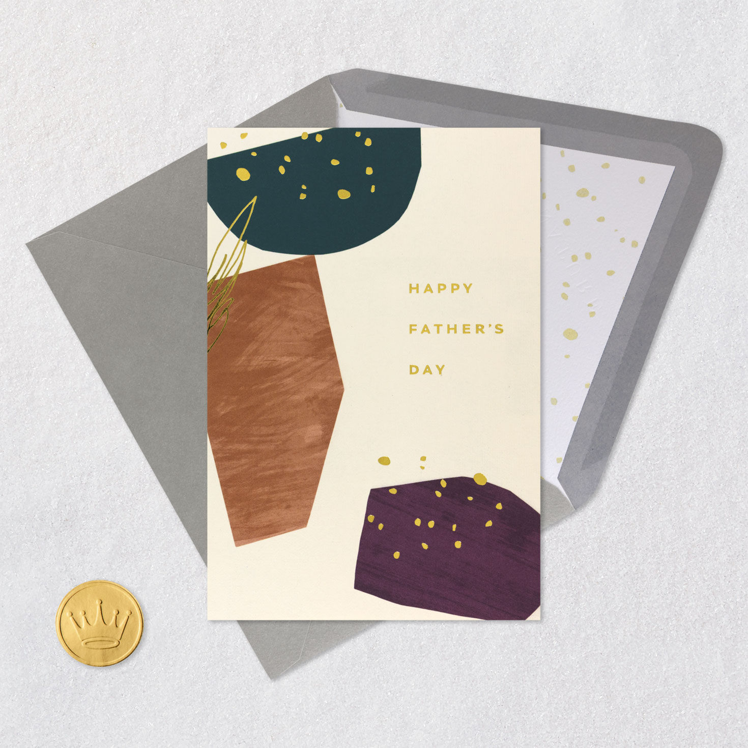 Earth Tone Shapes Signature Father's Day Card Card Front with Envelope and Gold Seal image number 5