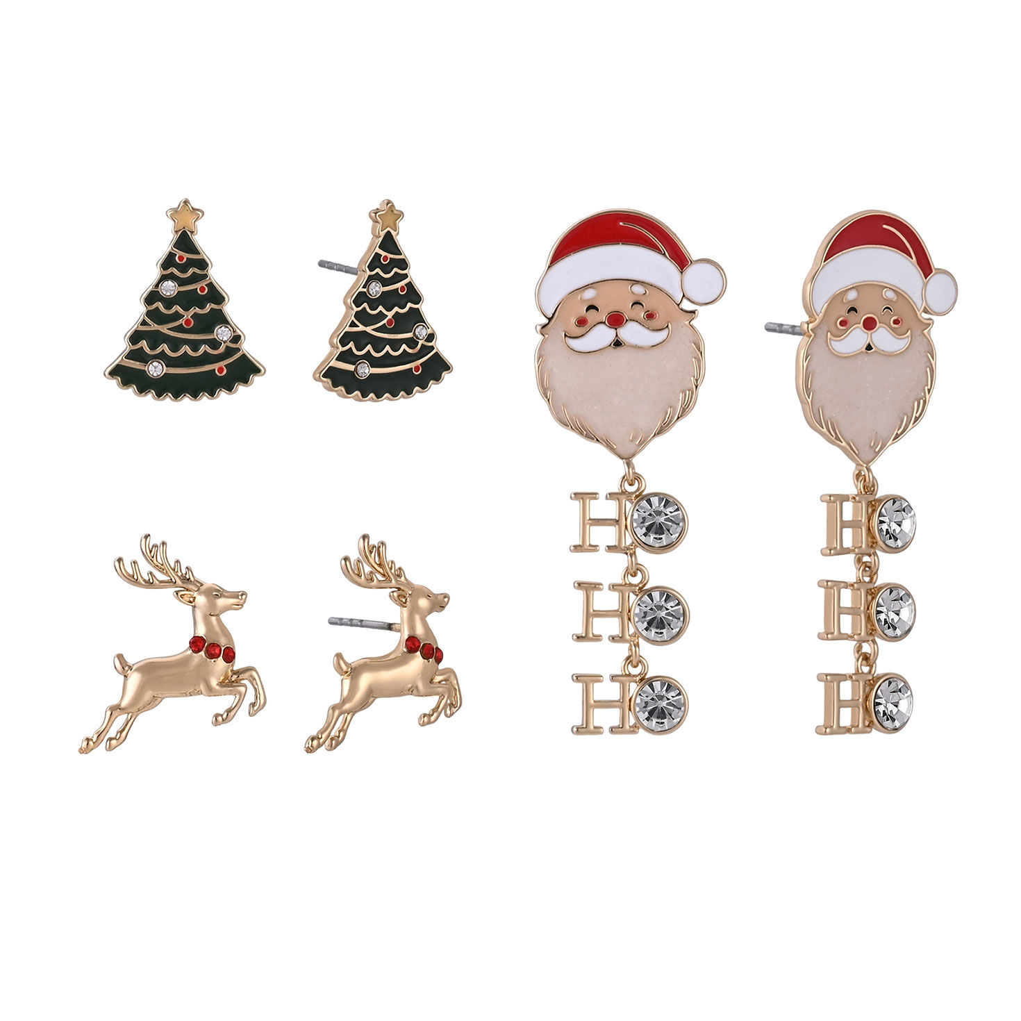 3-pair Earring Set - Santa