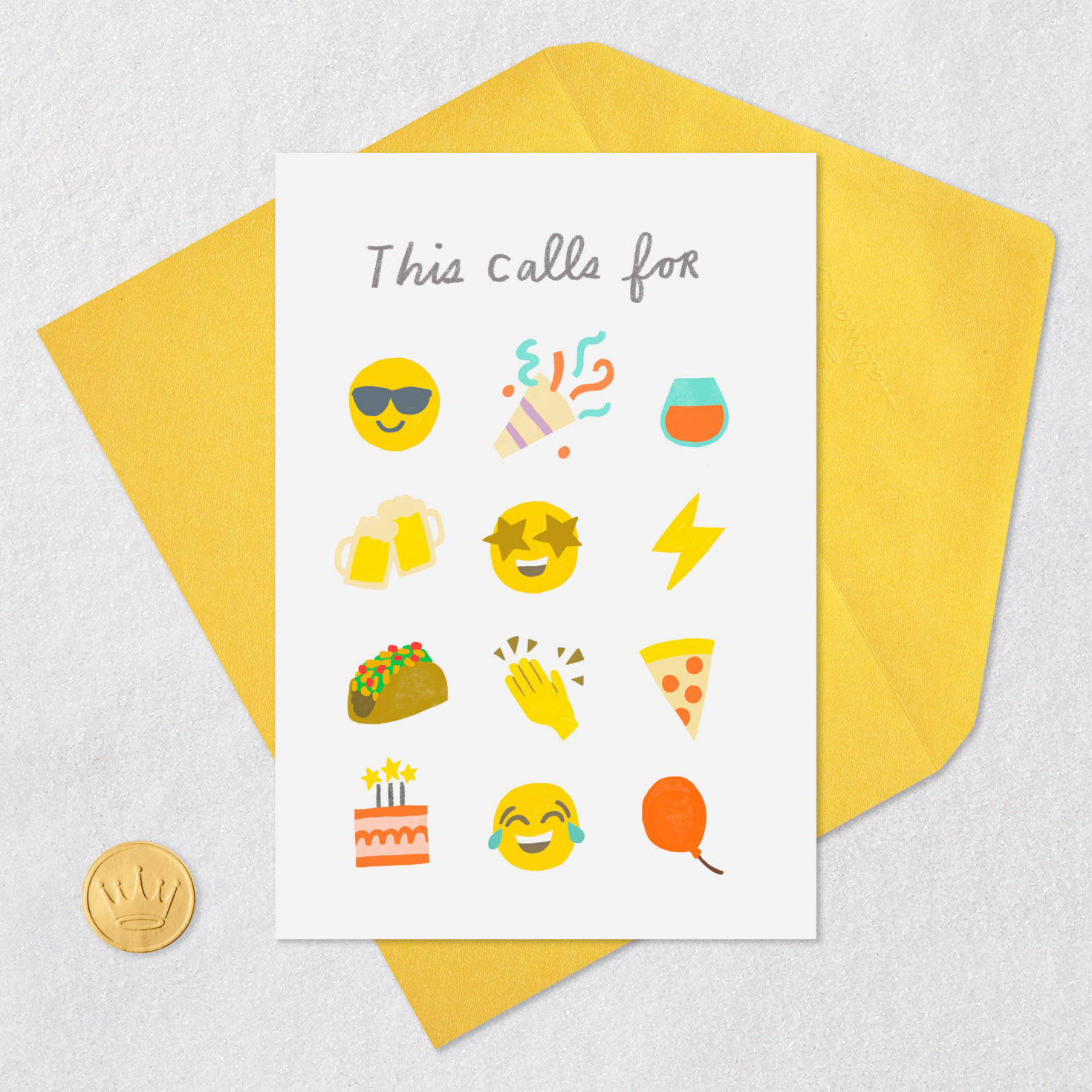 Fun Emojis Birthday Card Card Front with Envelope and Gold Seal image number 5