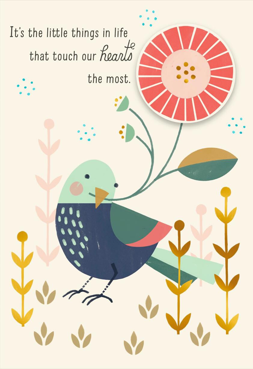 Bird With Flower Thank You Card