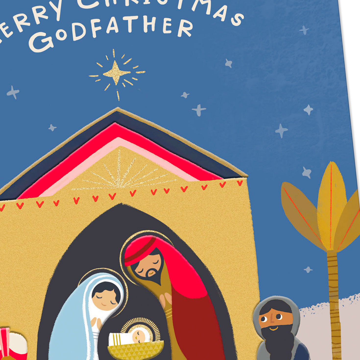 Manger Scene Christmas Card for Godfather Card Front Detail image number 5