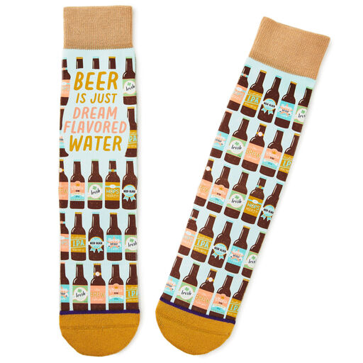 Beer Is Dream-Flavored Water Toe of a Kind Novelty Crew Socks, 