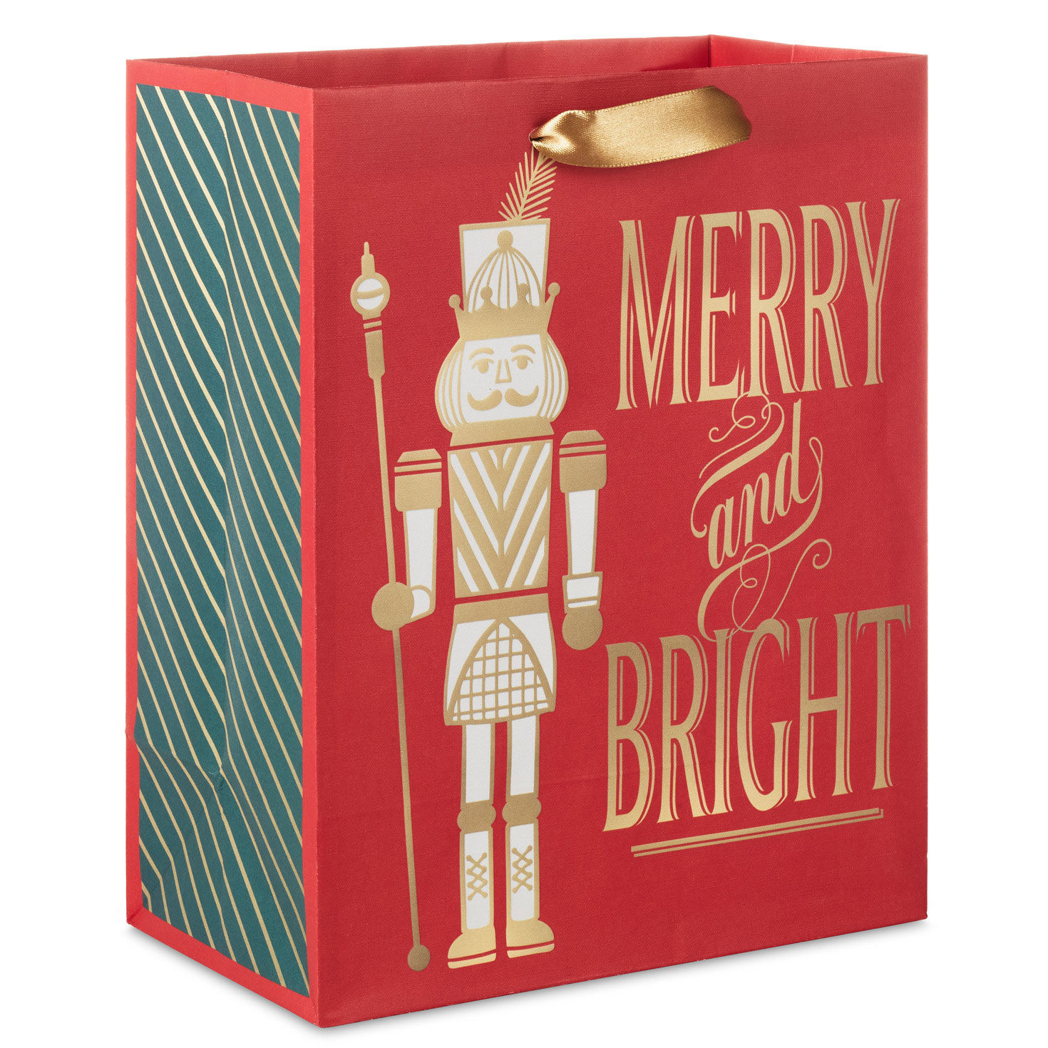 9.6" Nutcracker on Red Medium Christmas Gift Bag