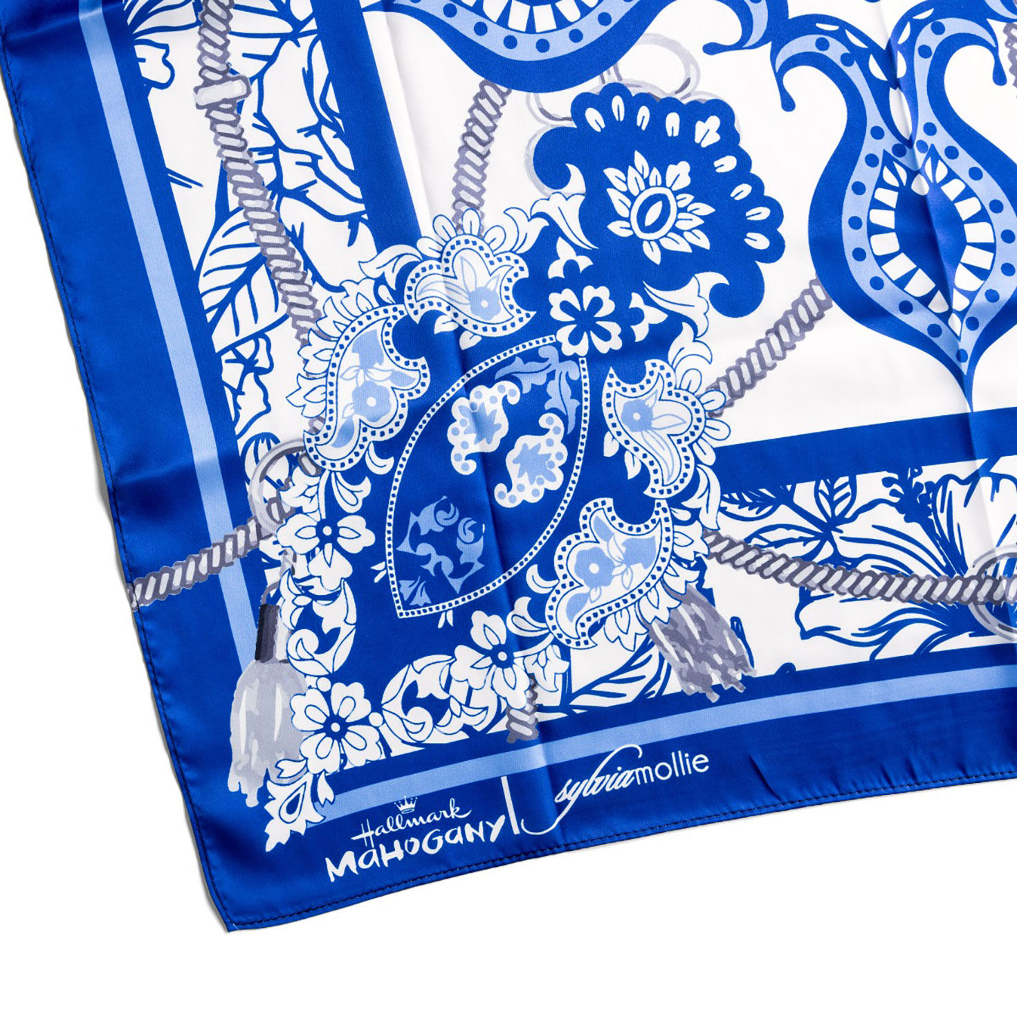 Sylvia Mollie Blue and White Delight Fashion Scarf, Blue & White, large image number 2