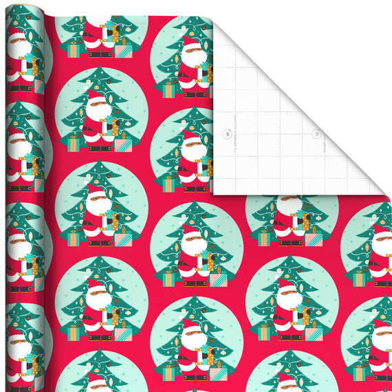 Santa and Tree on Red Christmas Wrapping Paper, 35 sq. ft., , large image number 1