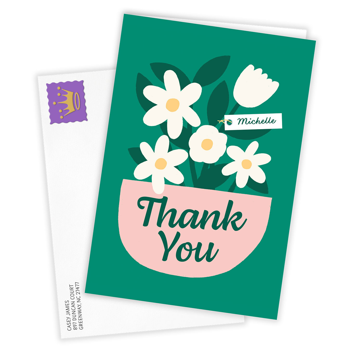 Bold Bouquet Personalized thank you Card Card Front with Envelope image number 2