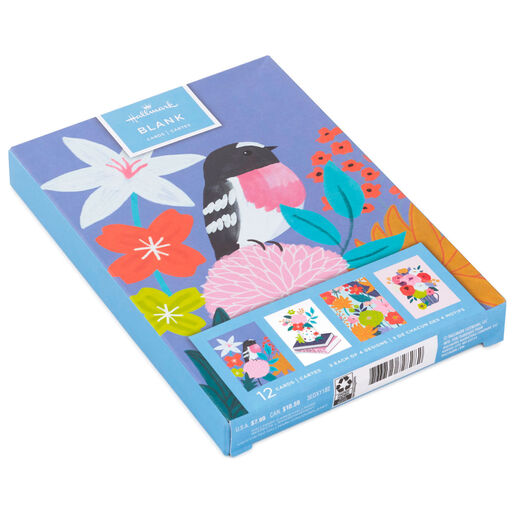 Assorted Folk-Art Floral Blank Cards, Pack of 12, 