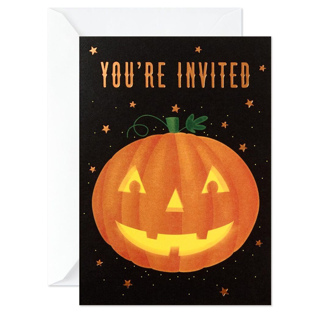 Grinning Jack O Lantern Halloween Party Invitations Pack Of 10