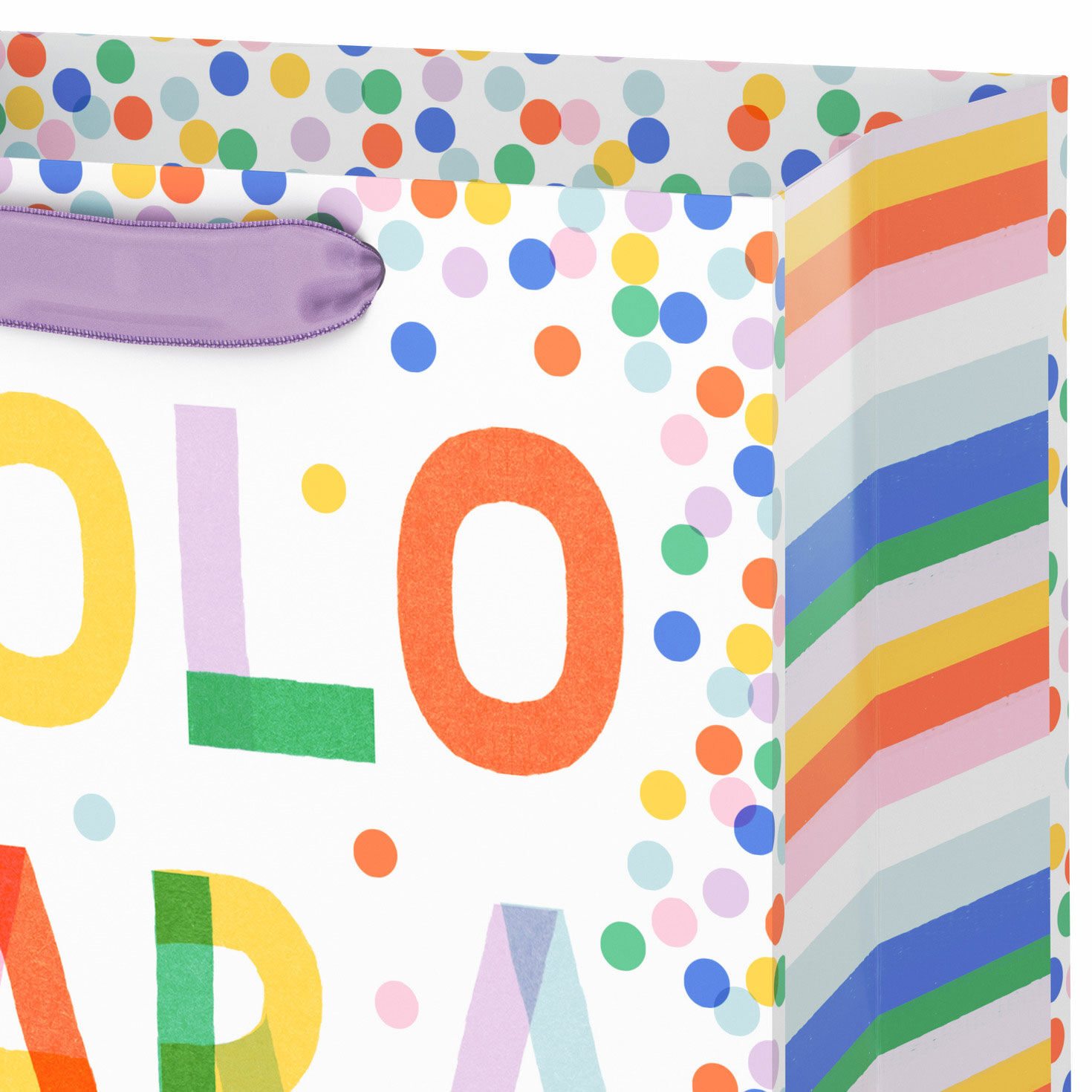 Spanish Language Colorful Dots Medium Gift Bag Handle Detail image number 4
