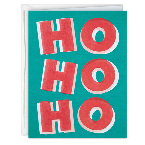 Red and Green Ho Ho Ho Boxed Christmas Cards, Pack of 12, 
