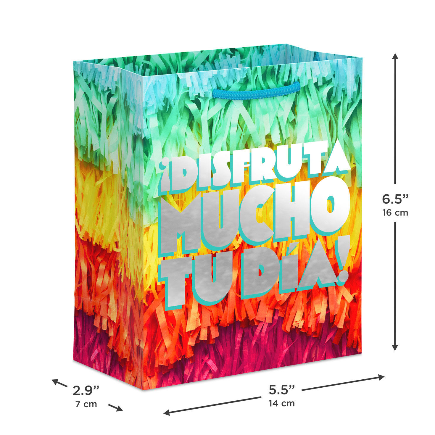 Spanish Language Small Bag With Paper Fringe Design measurement image number 3